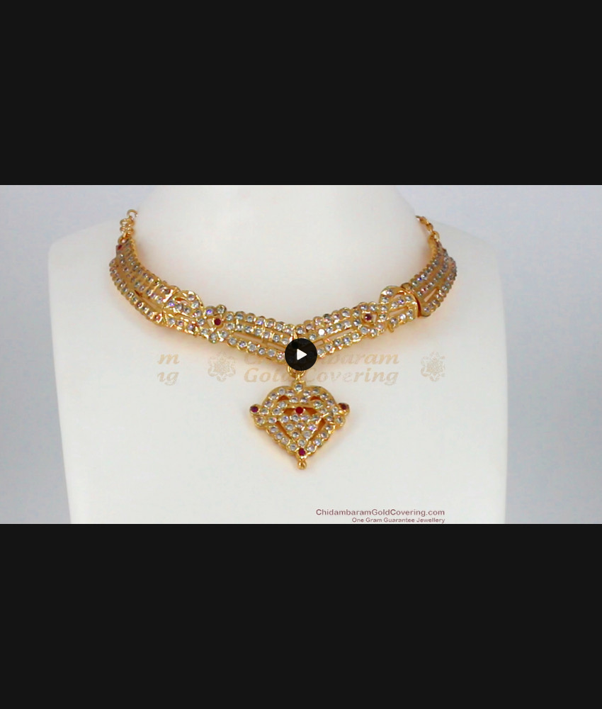 Attractive Impon Multi Stone Gold Choker Type Necklace NCKN2000