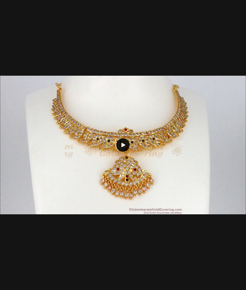 Latest Original Impon Choker Type Gold Necklace For Wedding Collections NCKN2001