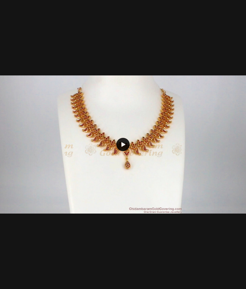 Elegant Full Ruby Stone Gold Necklace Design Imitation Jewelry NCKN2006
