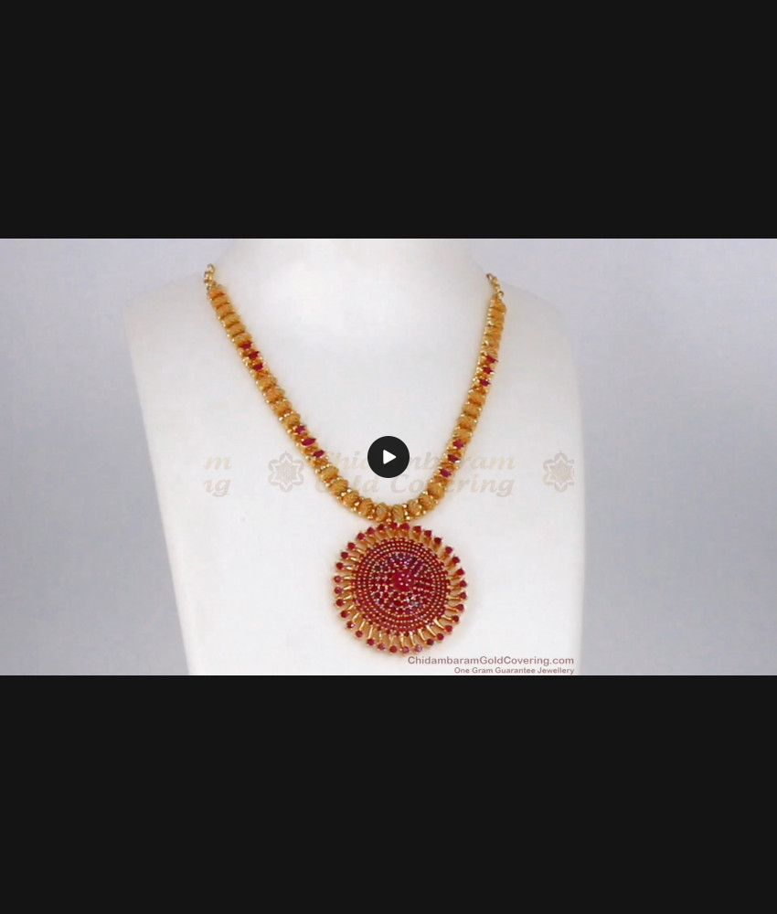 Attractive Ruby Stone Dollar Gold Necklace For Party Wear NCKN2022