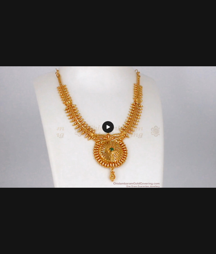 Marvelous Single Emerald Stone Gold Necklace For Party Wear NCKN2029
