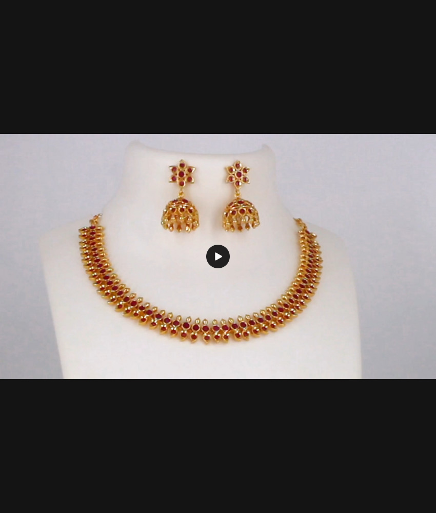 Latest Collections Full Ruby Stone Necklace With Earrings NCKN2050