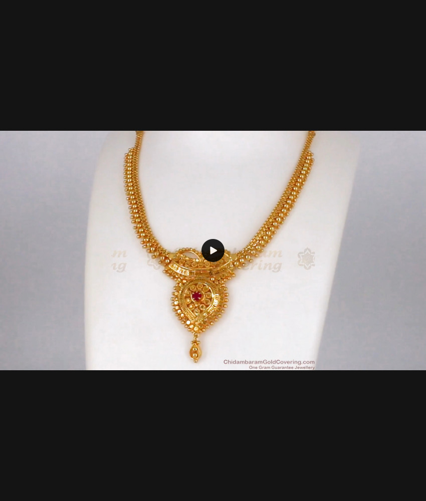 Wedding Collection Ruby Stone One Gram Gold Necklace NCKN2060 Wedding Collection Ruby Stone One Gram Gold Necklace NCKN2060