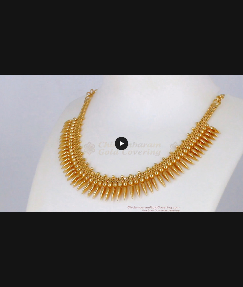 Gold Mullaipoo Design One Gram Jewelry Kerala Necklace Bridal Wear NCKN2065