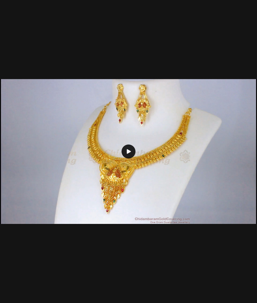 Elegant Enamel Gold Necklace forming collection For Bridal Wear NCKN2094