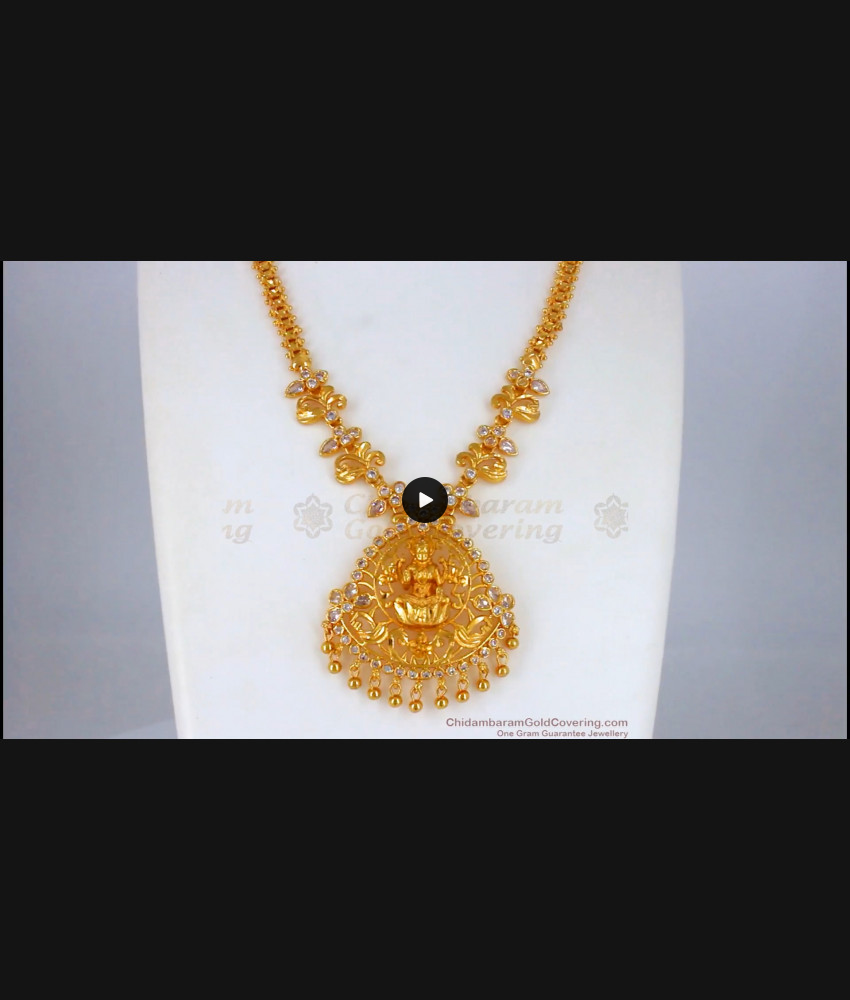 Sparkling White Polki Stone Lakshmi Design One Gram Gold Necklace NCKN2100 Sparkling White Polki Stone Lakshmi Design One Gram Gold Necklace NCKN2100
