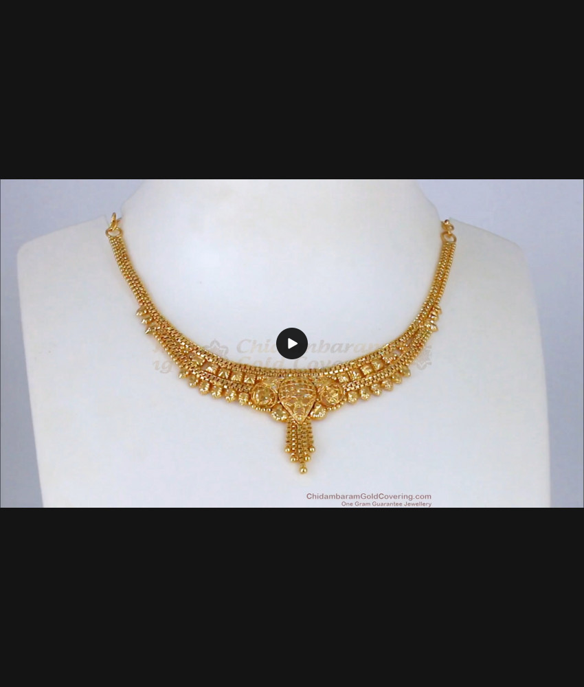 Traditional One Gram Gold Necklace For Bridal Wear NCKN2106