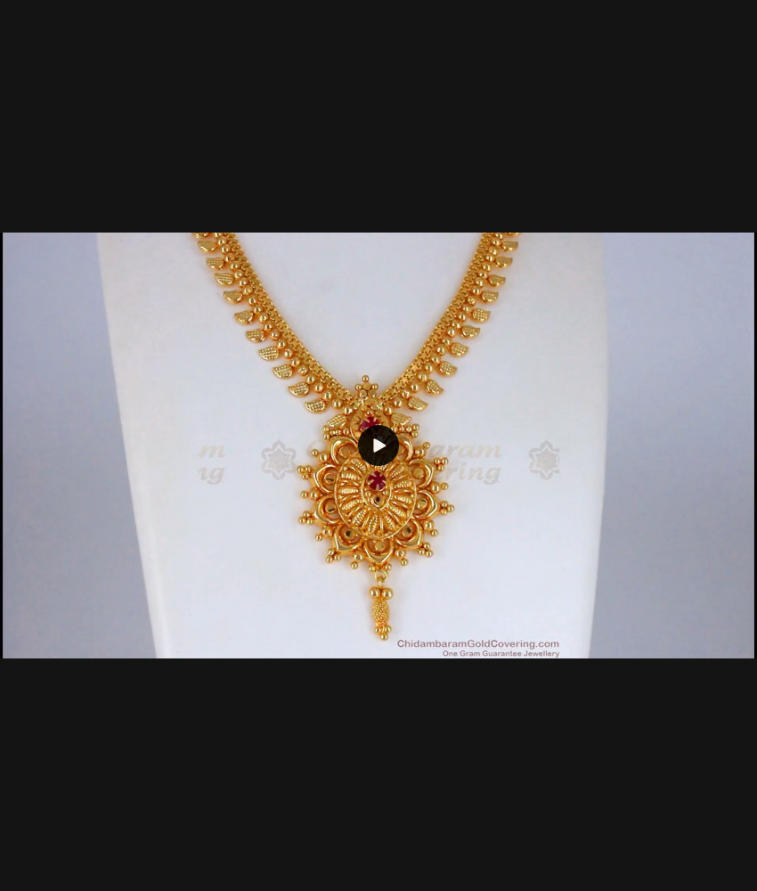 Ruby Stone One Gram Gold Necklace Collections For Engagement NCKN2136