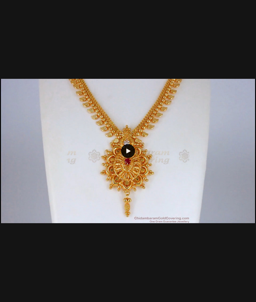 Dazzling Ruby White Stone One Gram Gold Necklace Collections NCKN2137