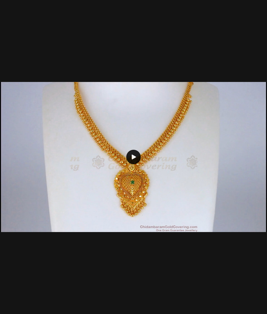 Elegant Emerald Stone One Gram Gold Necklace For Party Wear NCKN2141