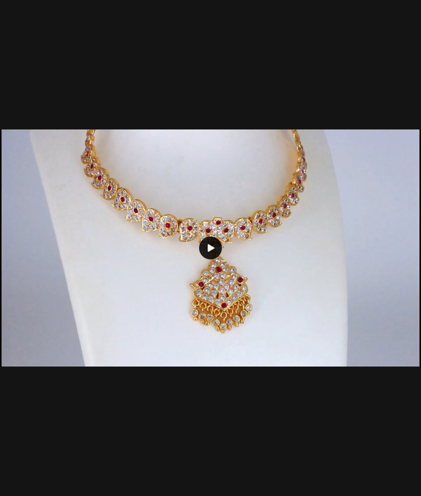 Gati Stone Impon Attigai Choker Gold Mango Necklace Designs NCKN2155