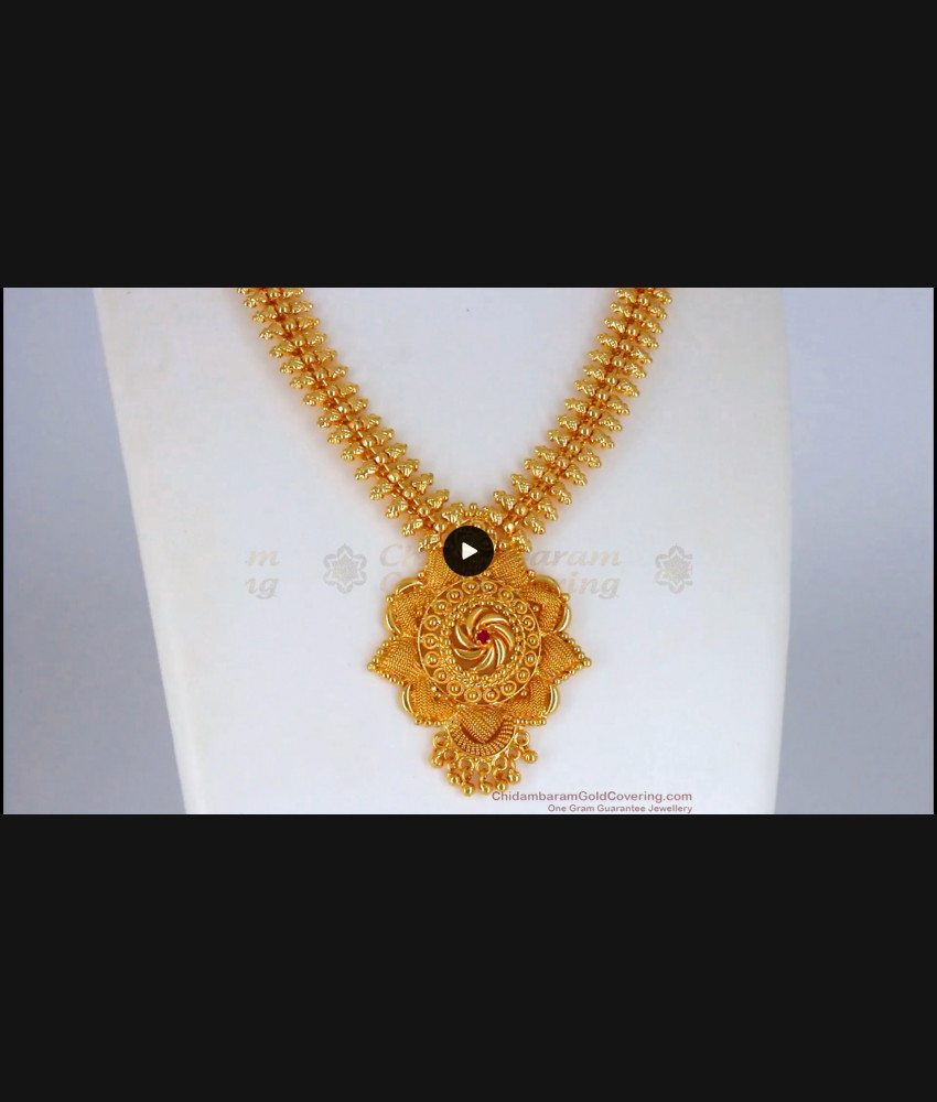Unique Gold Covering Necklace With Single Ruby Stone Collections NCKN2158