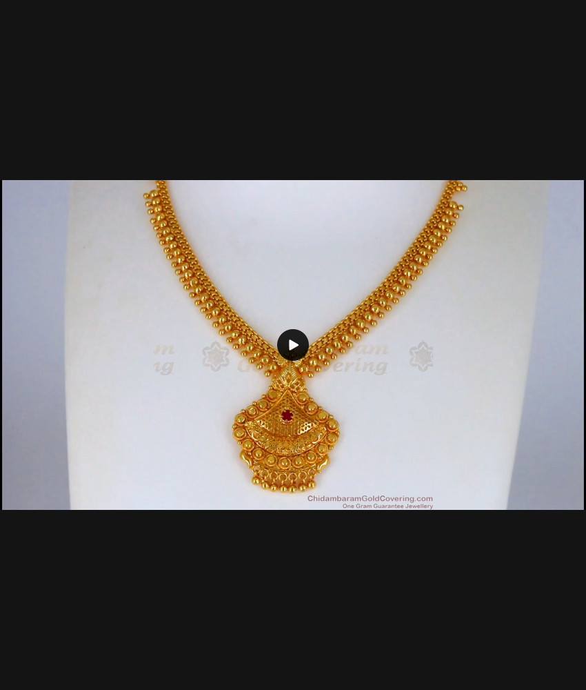 Party Wear Gold Covering Necklace With Single Ruby Stone Collections NCKN2162 Party Wear Gold Covering Necklace With Single Ruby Stone Collections NCKN2162