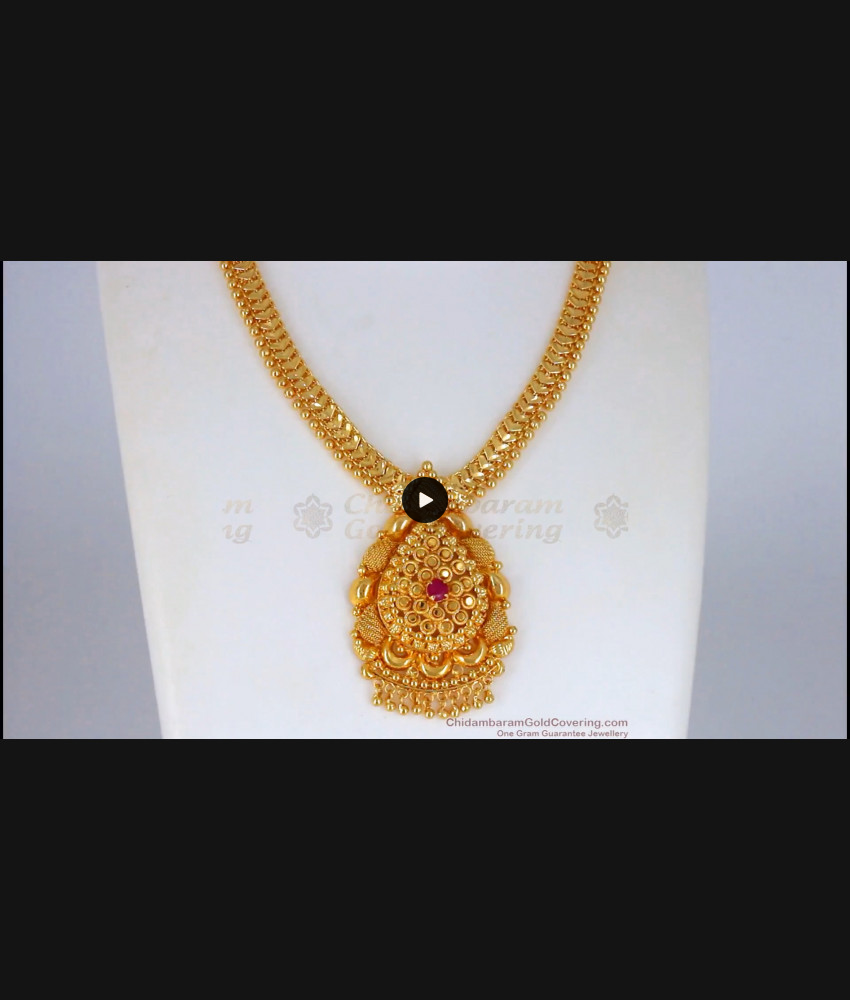 New Collection Gold Necklace With Single Ruby Stone Collections NCKN2164