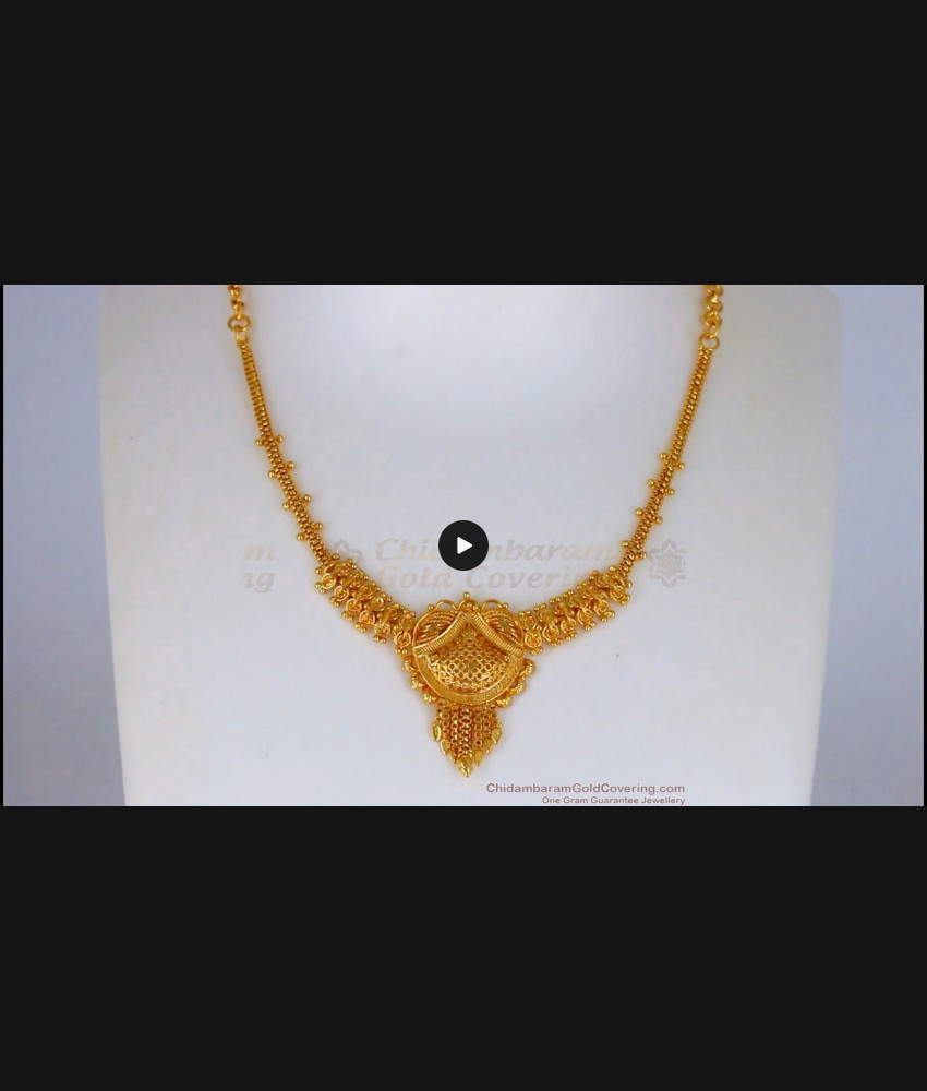 Traditional Kolkata Gold Necklace From Chidambaram Gold Covering NCKN2168