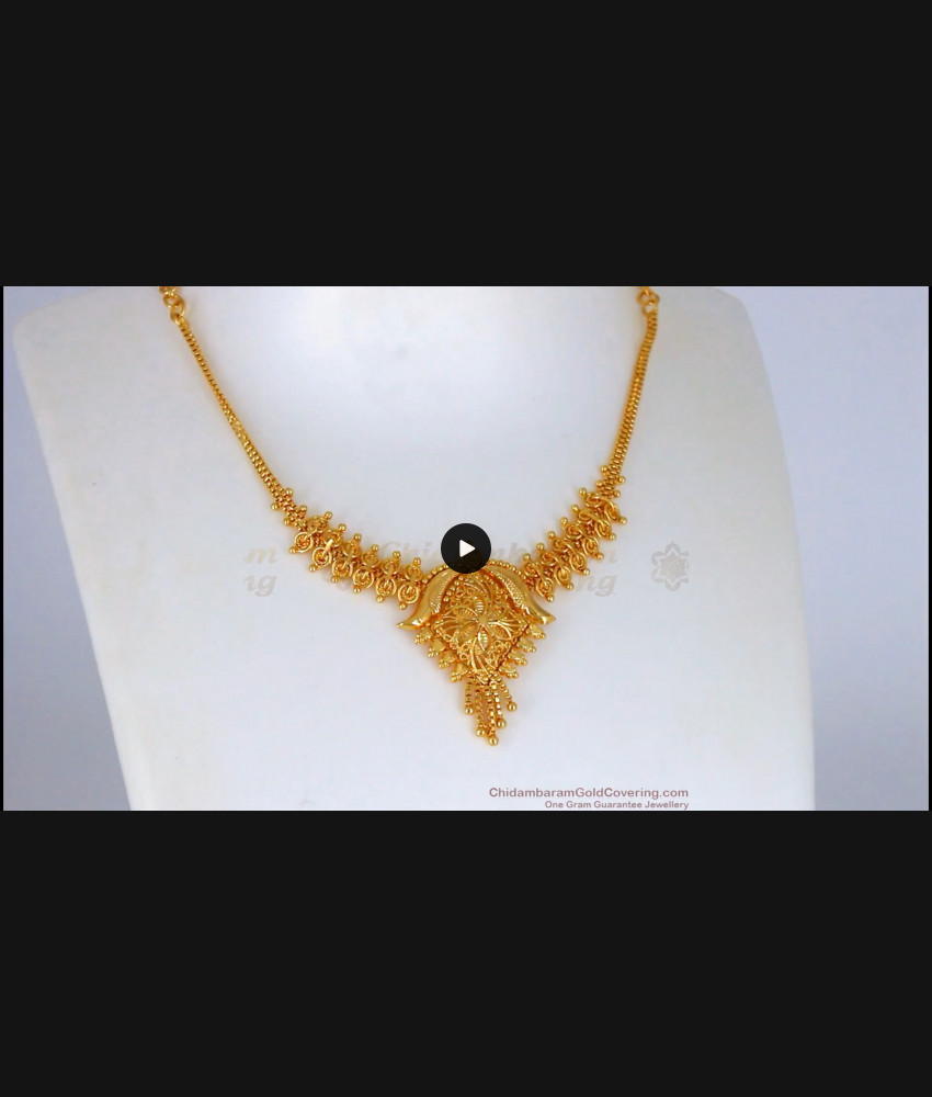 Party Wear Kolkata Gold Necklace From Chidambaram Gold Covering Collections NCKN2171