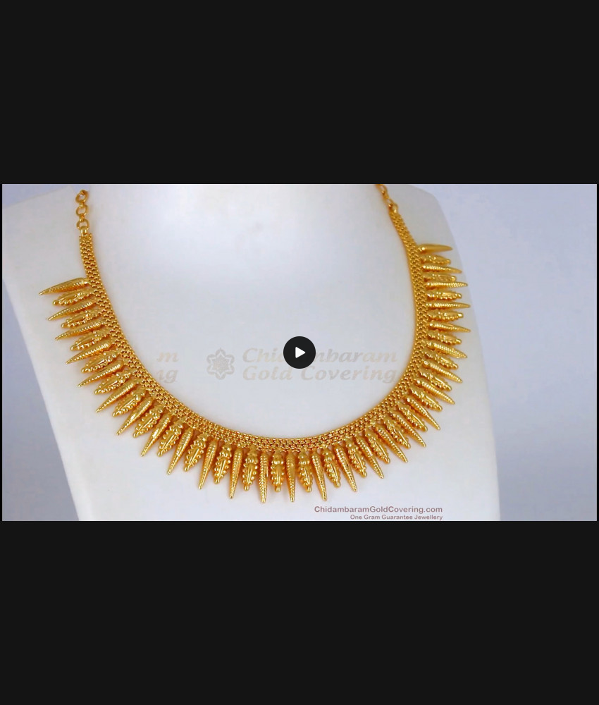 Latest Mullai Poo Kerala Pattern One Gram Gold Necklace For Party Wear NCKN2175