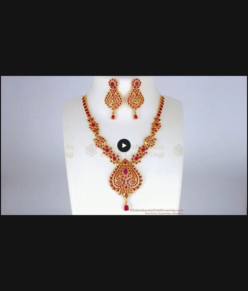 First Quality Ruby Stone Gold Necklace For Party Wear Collection NCKN2195