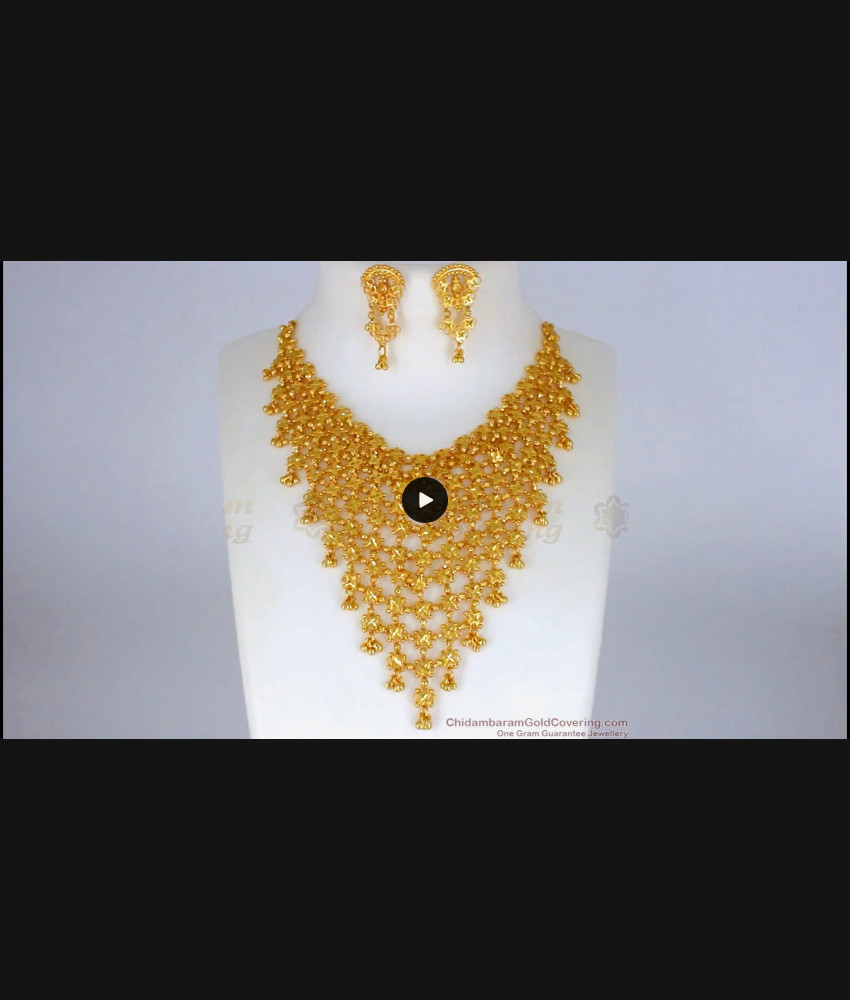 Kerala Elakathali Gold Net Choker with Earrings Brides Jewelry Collections NCKN2199