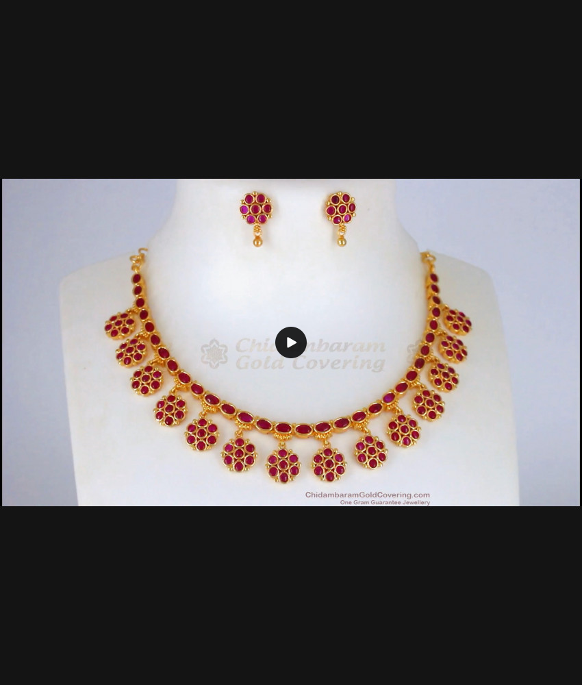 Stunning Kemp Stone Gold Necklace with Earrings Party Wear Collections NCKN2203