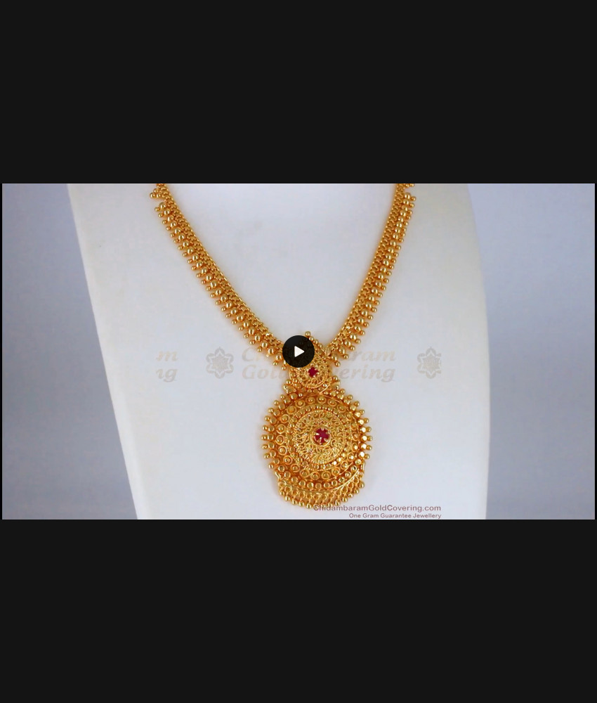 Single Stone Ruby Gold Necklace Designs Bridal Collections NCKN2236