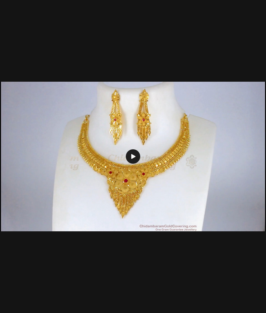 Look Like Real Gold Necklace Set For Bridal Wear NCKN2247