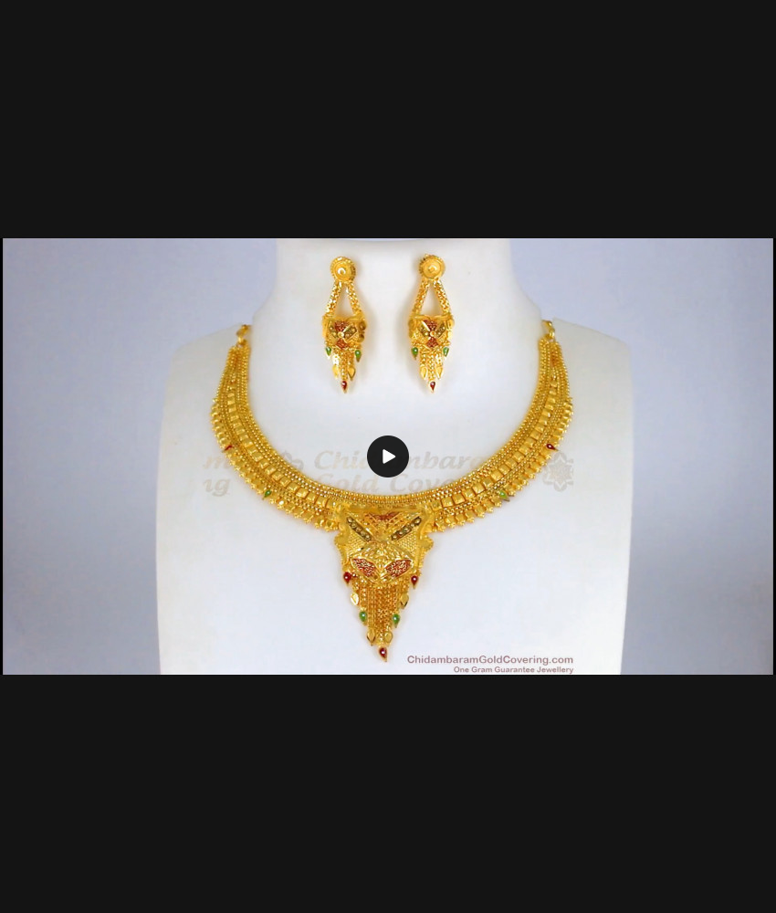 Pretty Enamel Gold Necklace Set  Collection For Party Wear NCKN2252