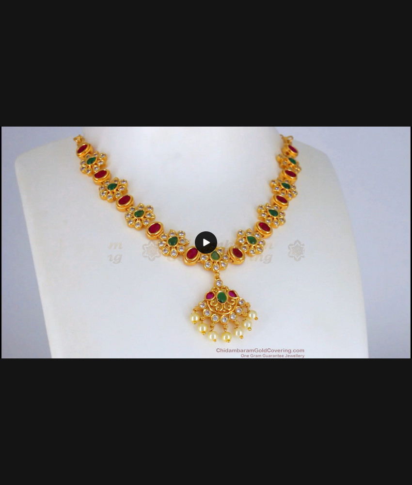 Attractive Kemp And Pearl Gold Necklace Collection NCKN2265