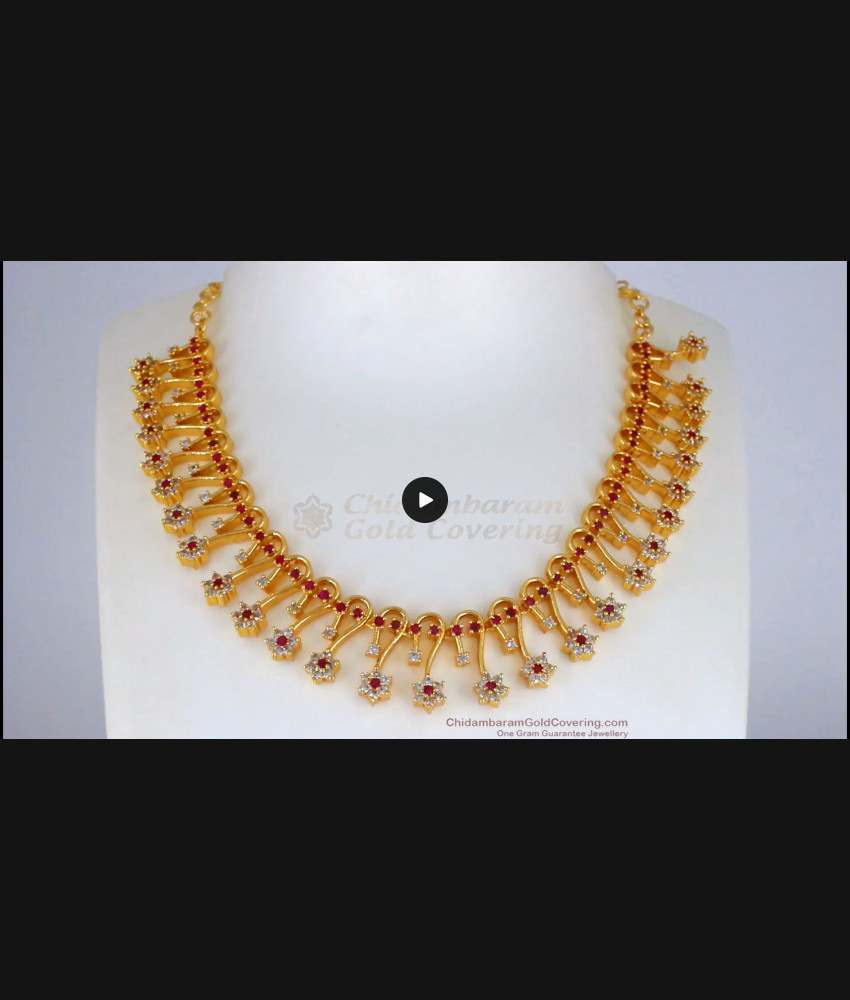 Trendy Flower Design Gold Necklace For Ladies Party Wear NCKN2269