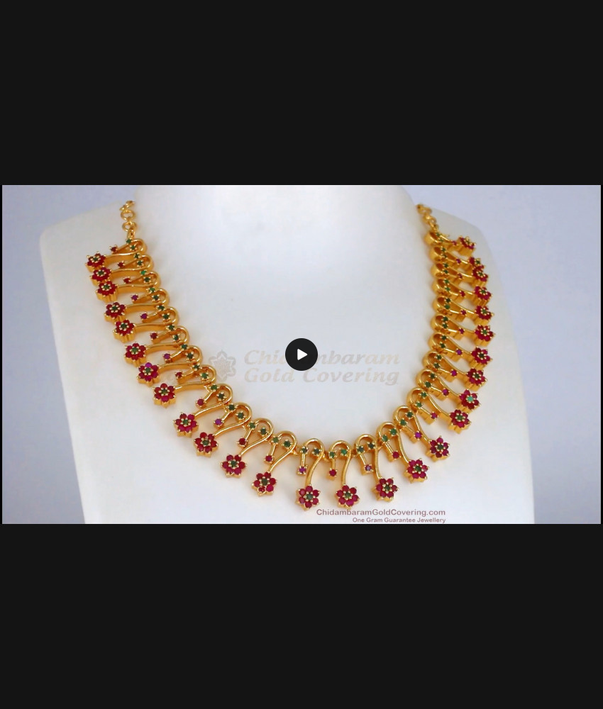 Unique Flower Design Gold Necklace For Ladies Party Wear NCKN2270