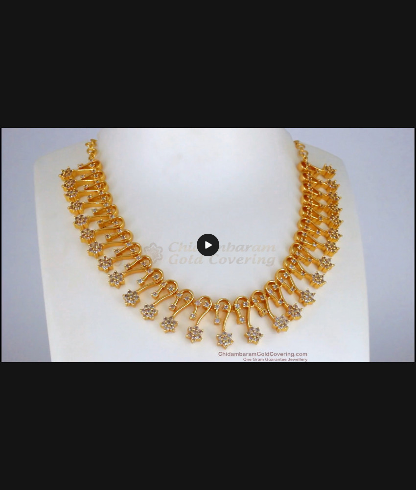 Marvelous Design Ad Stone Gold Necklace For Party Wear NCKN2271