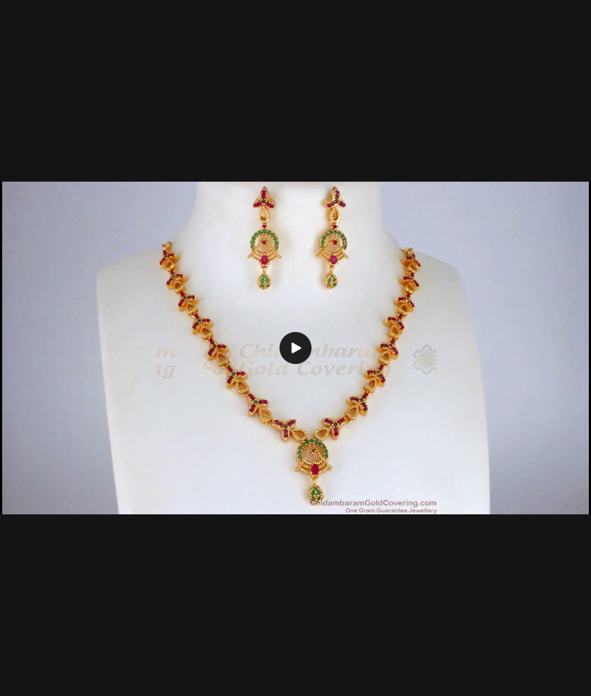 New Pattern Ruby Emerald Stone Gold Necklace Collections NCKN2272