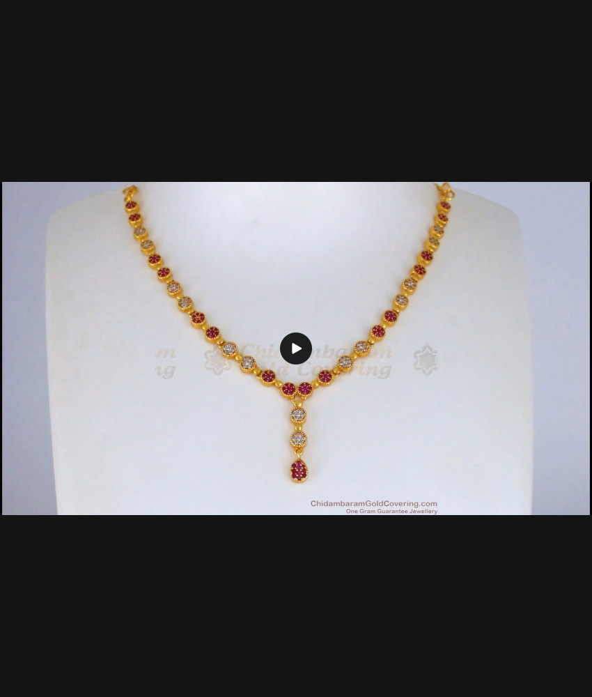 Attractive Ruby And AD Stone Gold Necklace Collections NCKN2297