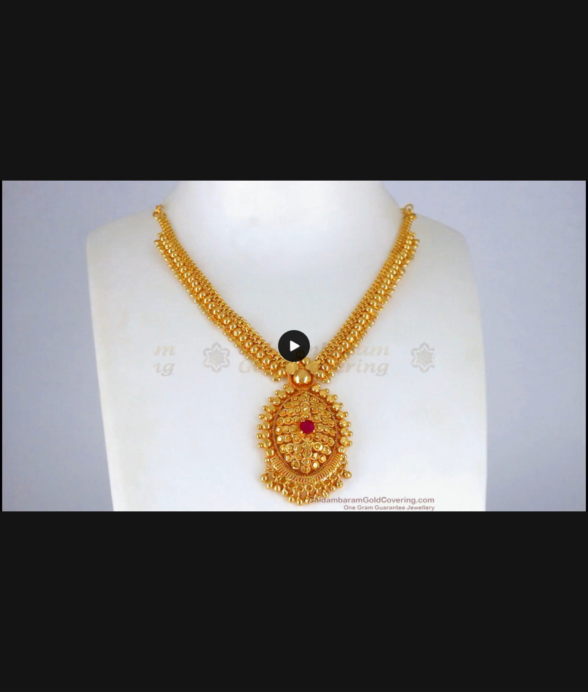 Fancy Ruby Design One Gram Gold Necklace For Party Wear NCKN2301