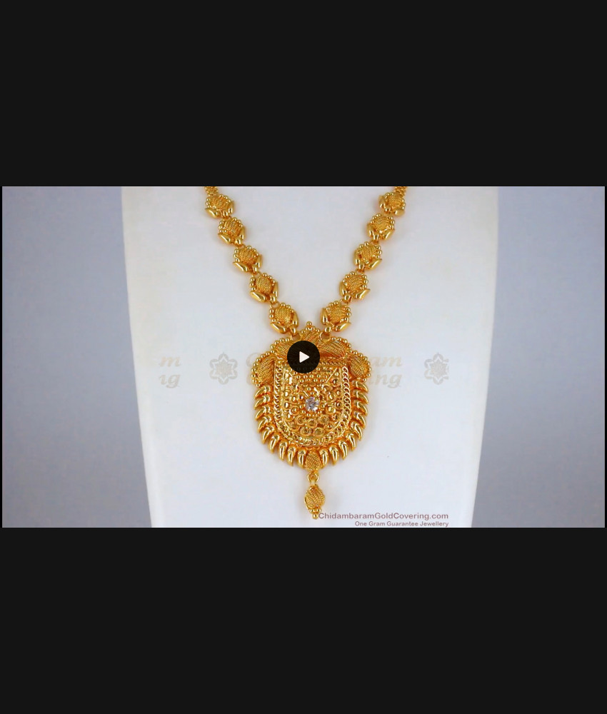 Dazzling White Stone One Gram Gold Necklace For Party Wear NCKN2304