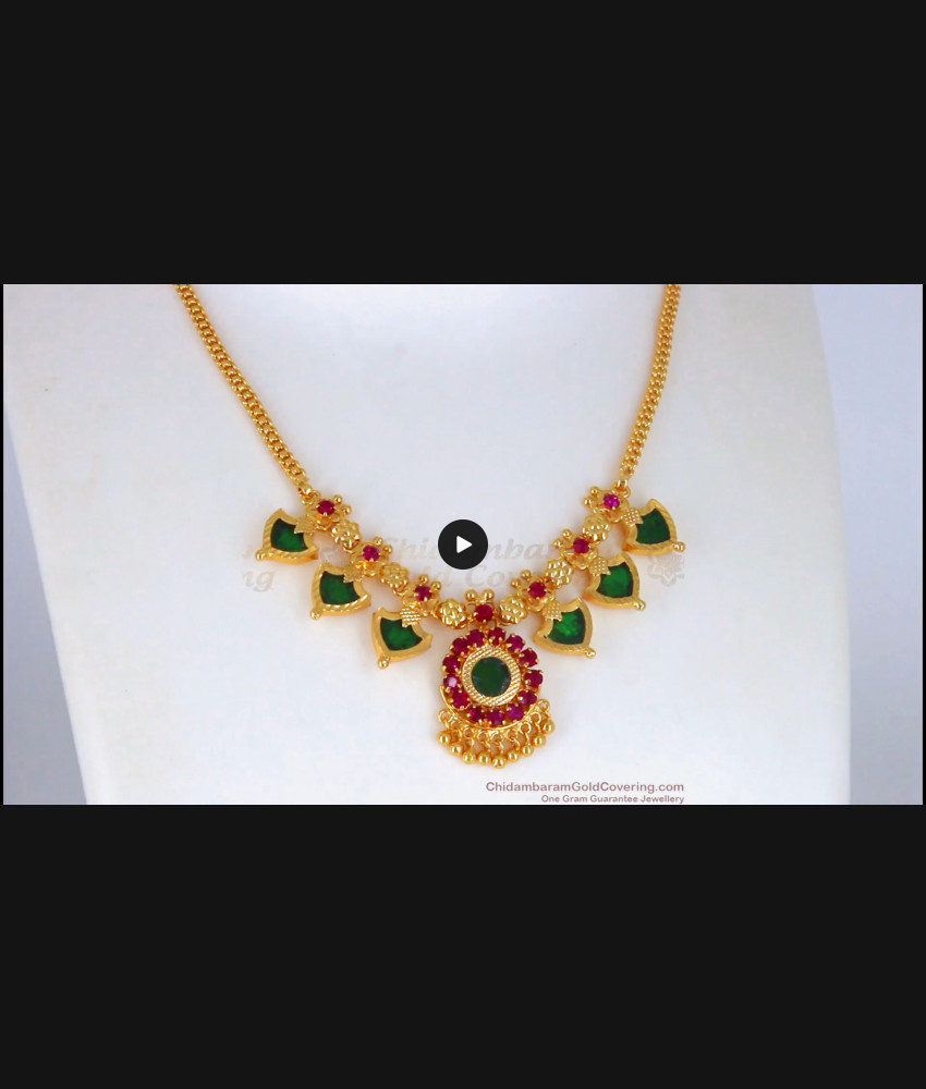 Beautiful Kerala Type Palakka Stone Gold Necklace NCKN2307