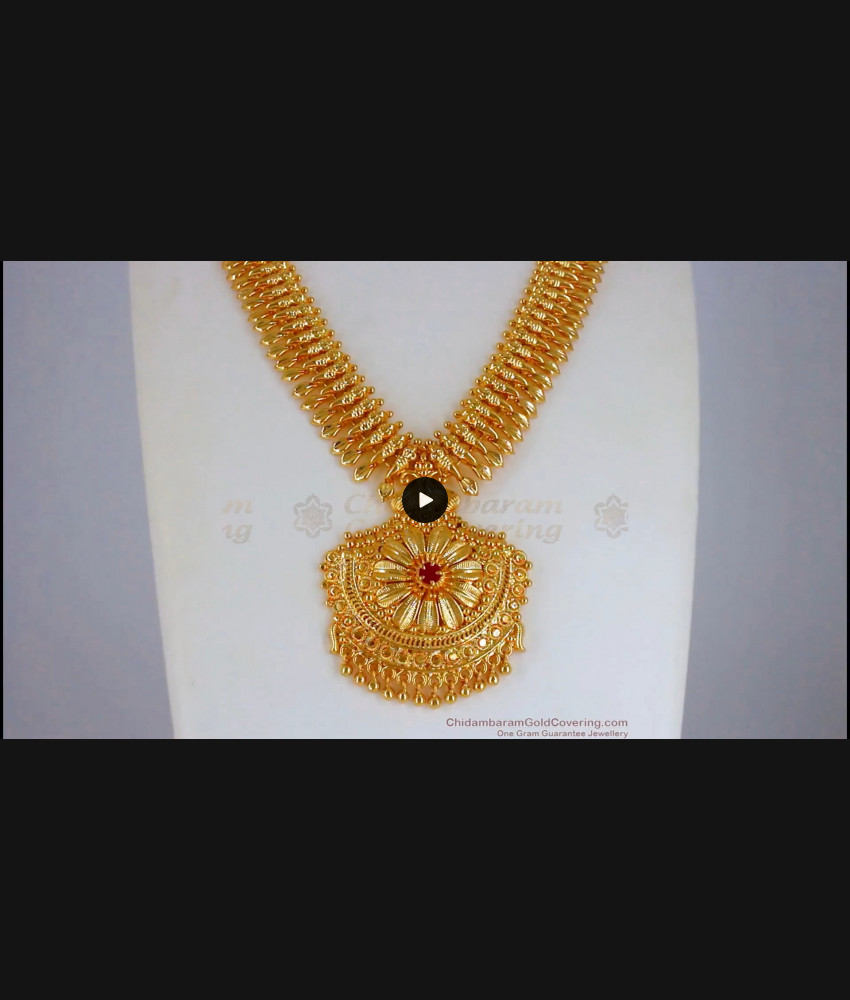 Single Ruby Stone One Gram Gold Necklace Party Wear NCKN2329