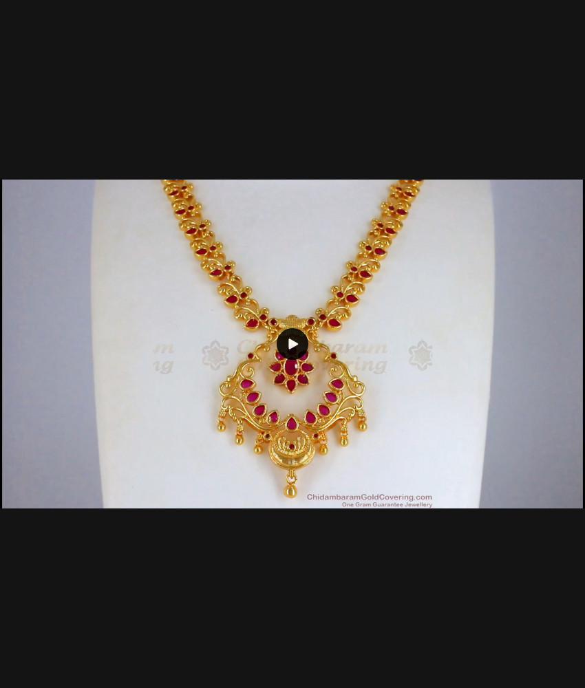 Attractive Design Ruby Stone Gold Necklace Party Wear NCKN2335