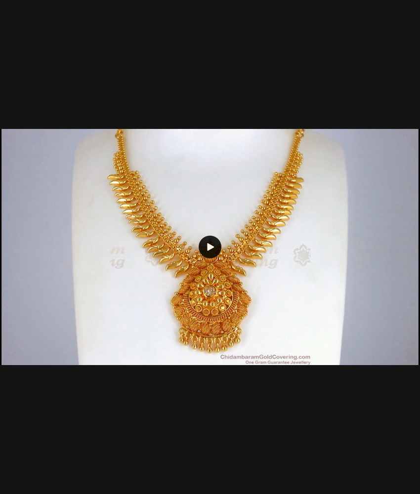 AD White Stone One Gram Gold Necklace Bridal Wear NCKN2337