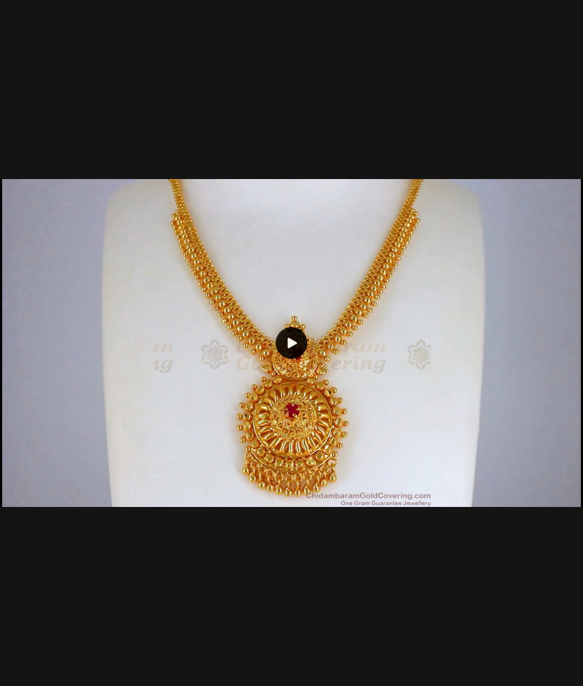 Attractive One Gram Gold Ruby Stone Necklace Designs NCKN2338 Attractive One Gram Gold Ruby Stone Necklace Designs NCKN2338
