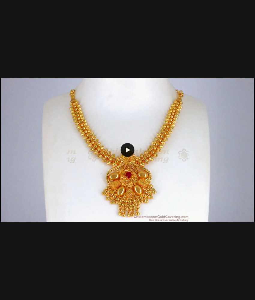 One Gram Gold Ruby Stone Necklace Shop Online NCKN2339