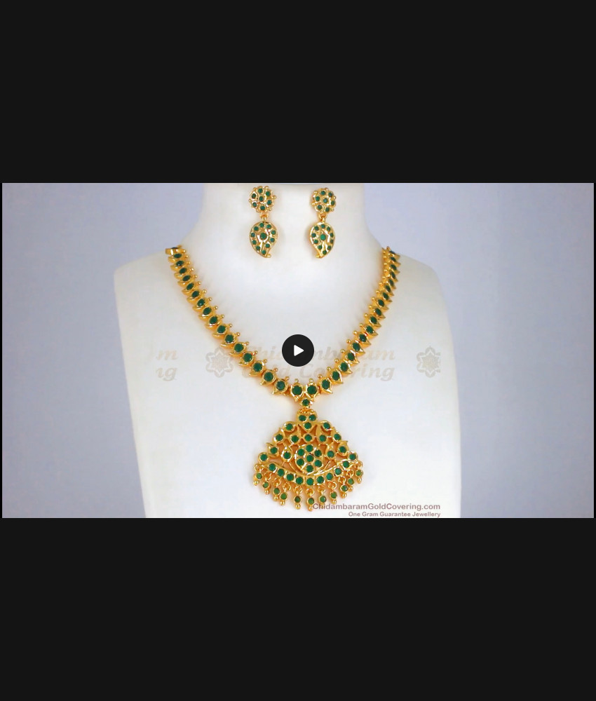 Impon Atitgai Full Emerald Stone Gold Necklace Womens Fashions NCKN2343