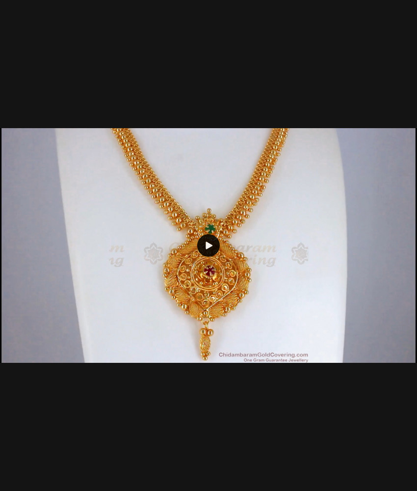 Attractive Ruby Flower Dollar Gold Necklace Shop Online NCKN2351