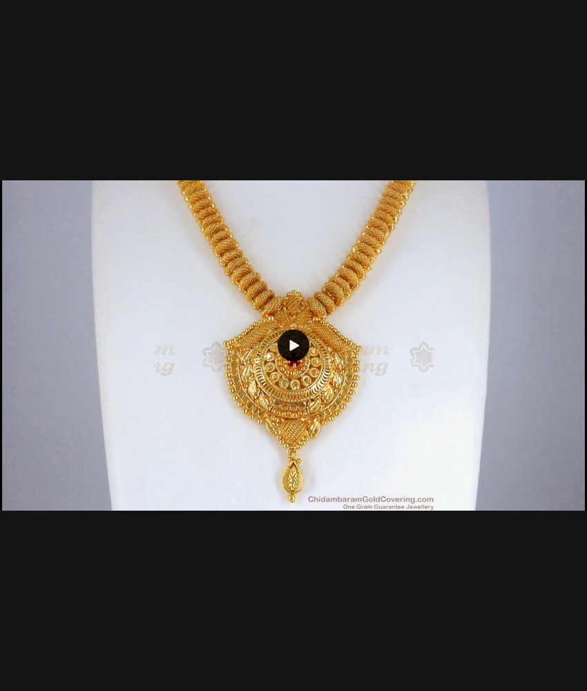 Attractive Net Design Gold Necklace Ruby Stone Wedding Collections NCKN2353