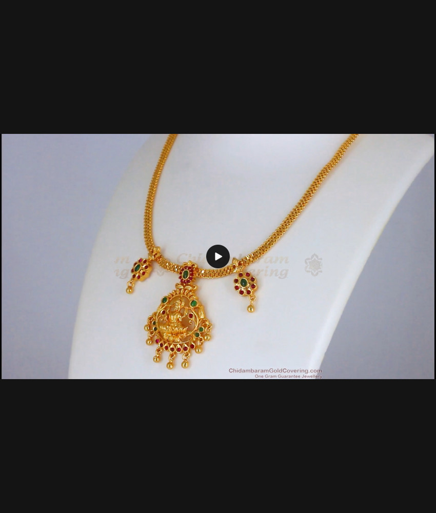 Simple Lakshmi Dollar Multi Stone Gold Necklace NCKN2369