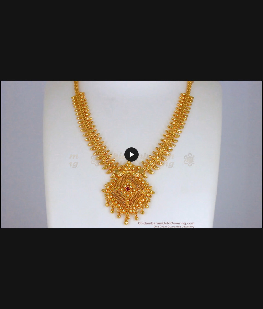 Diamond Shape Dollar Gold Necklace Ruby Stone NCKN2373