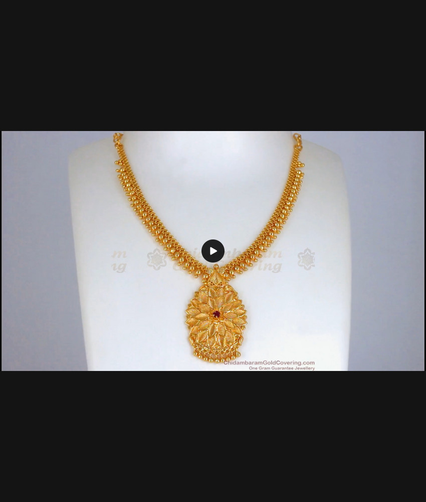 Fascinating Lotus Dollar Gold Necklace Shop Online NCKN2376