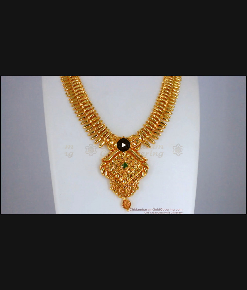 Grand One Gram Gold Necklace Emerald Stone Bridal Jewelry NCKN2389