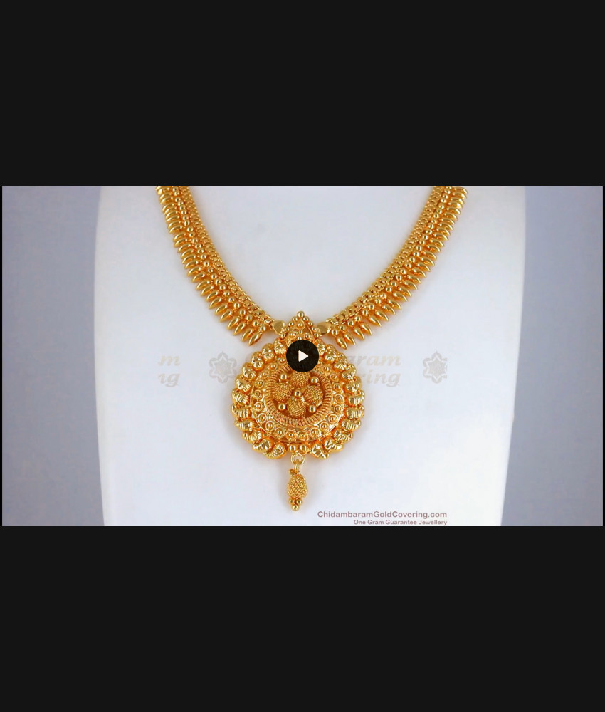 Kerala Mullaipoo Design Gold Necklace Net Pattern Imitation Jewelry NCKN2395