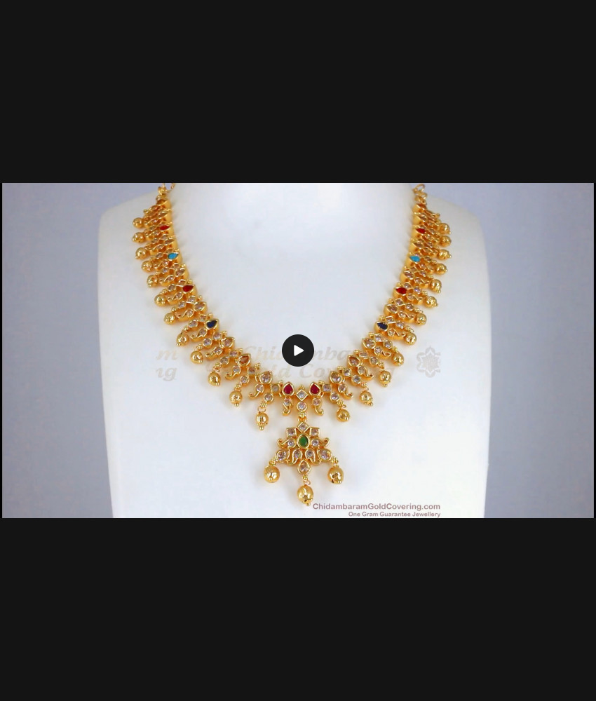 Navarathana Necklace One Gram Gold Bridal Jewelry NCKN2397
